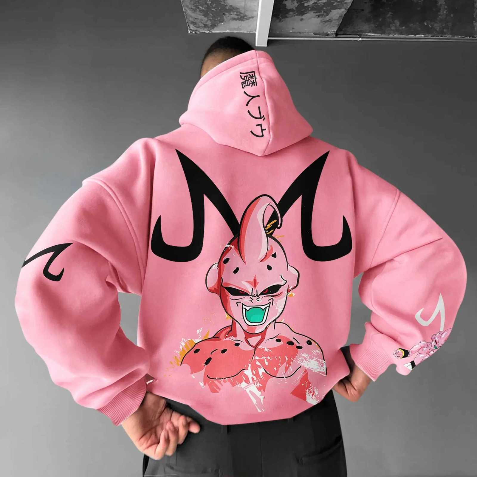 BANDAI Majin Buu Hoodie Pants Set Anime Cotton Loose Fit Graphic Print Streetwear Casual Sweatshirt Joggers Japanese Cartoon Character C260728 - view 4