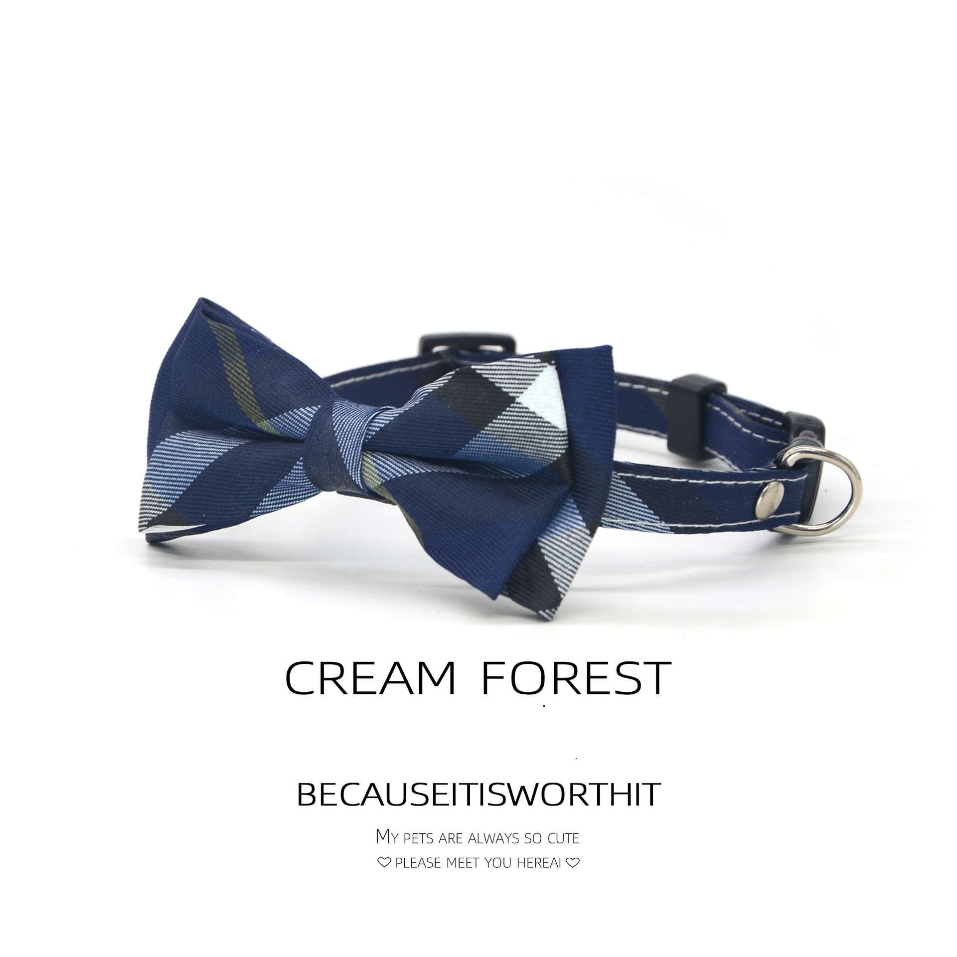 Luxury Designer Style Dog Collars Fabric Pet Necklace Breakaway Buckle with Plaid Bowtie Adjustable Collar for Kitten Puppy 2 Colors Nice Pet Birthday - view 6
