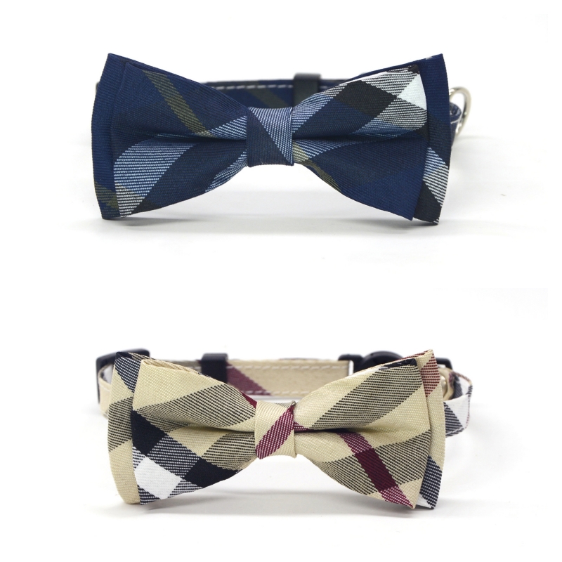 Luxury Designer Style Dog Collars Fabric Pet Necklace Breakaway Buckle with Plaid Bowtie Adjustable Collar for Kitten Puppy 2 Colors Nice Pet Birthday - view 8