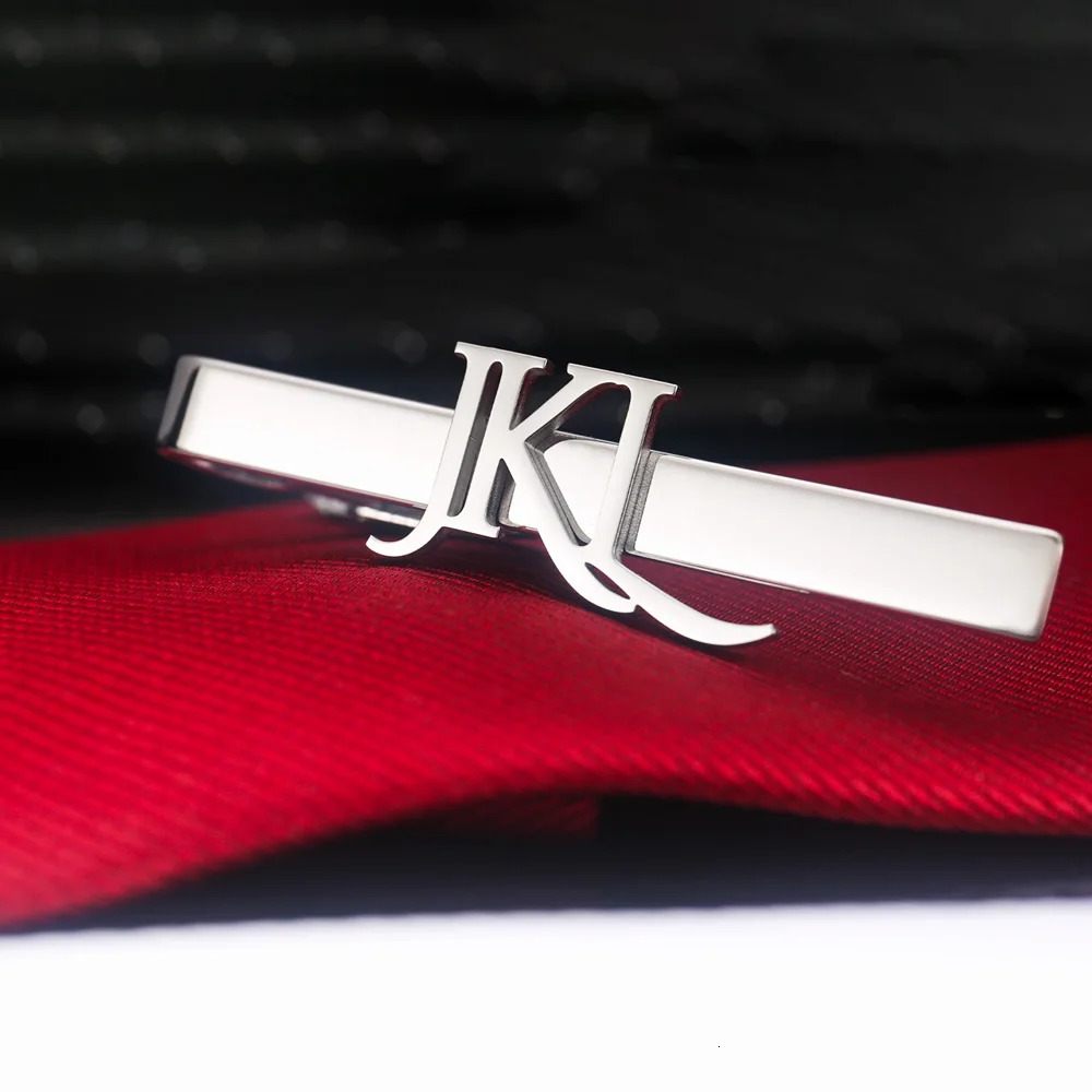 Tangula Custom 2-3 Letters Tie Clip For Men Personalize Name Initials Business Suit Stainless Steel Tie Pin Wedding Accessories 260728 - view 3