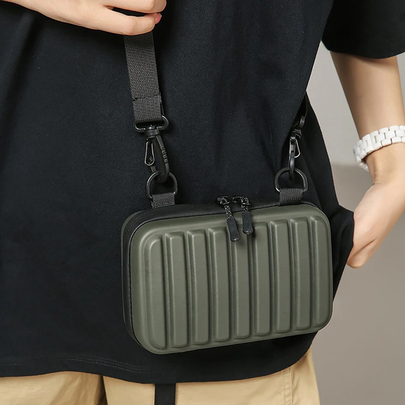 Unisex Leisure Shoulder Bag Army Green PVC Transparent Crossbody Bag For Women Mini Box Handbag Purse Casual Sling Bag 260728