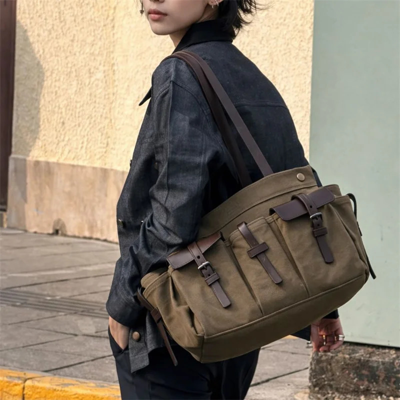 TOPHIGH Route Canvas Tote Bags For Women y ner Handbag And Purse In Multiple Pockets Top Handle Cloth Shoulder Bag 260729 - view 4