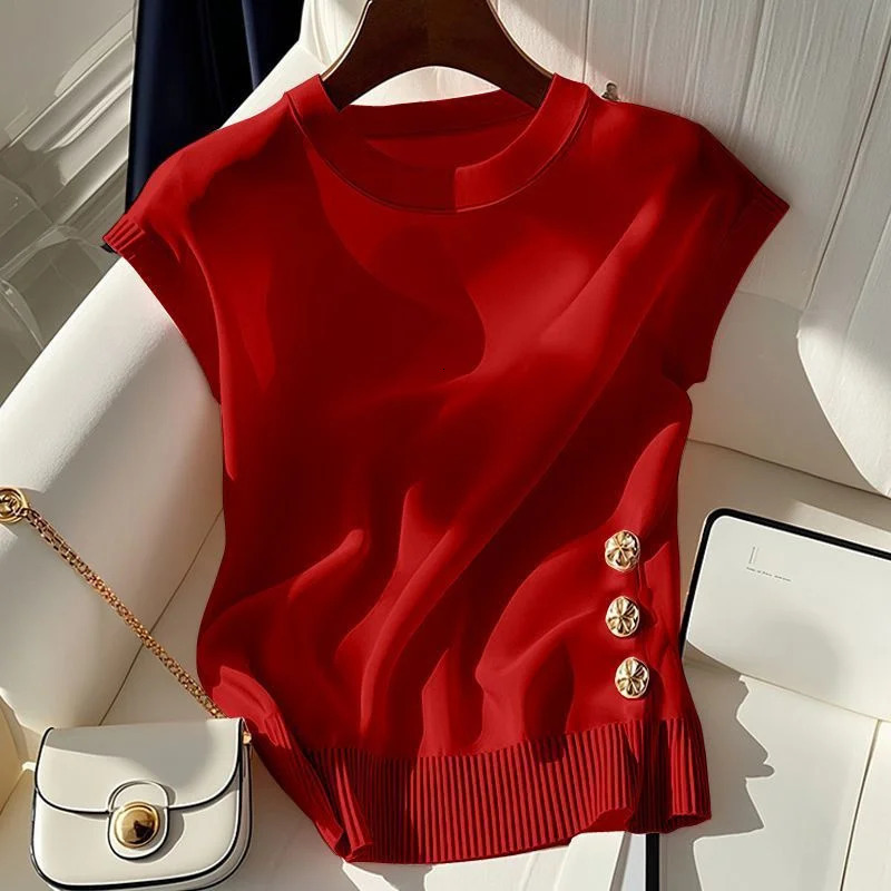 2026 Korean Summer Roundnecked Sweater Women Pullover Casual Chic Comfortable Slim Fashion Sleeveless Femme Knitwear Tops 260728 - view 7