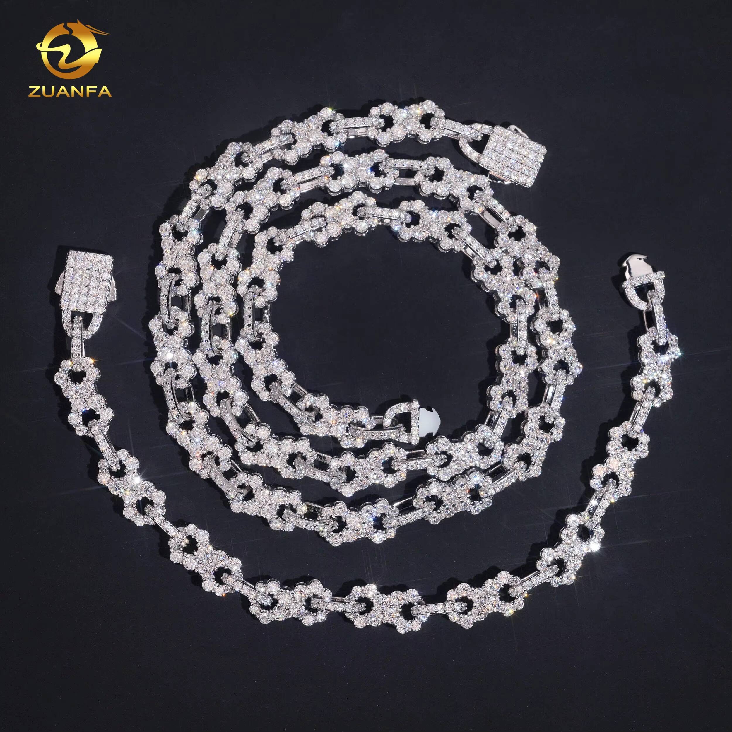 High Quality 8.5mm Width Iced Out Infinity Link Chain 925 Sterling Silver VVS Moissanite Necklace Bracelet Unisex Hip Hop Bling Statement Jewelry Gift - view 4