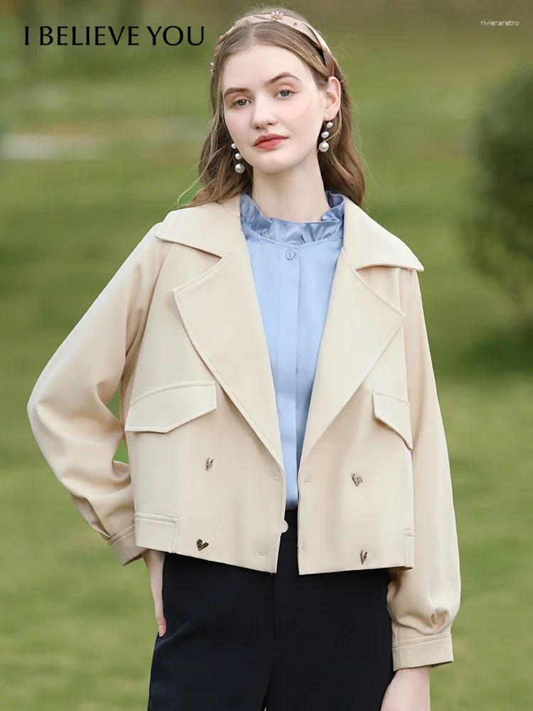 Women's Trench Coats I Believe YOU Apricot England Style Wo…