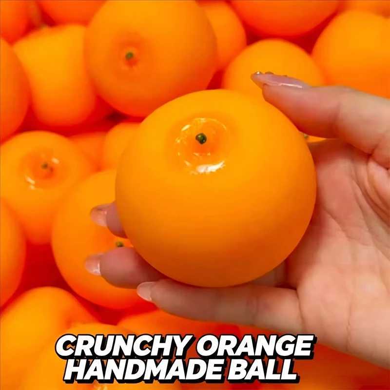 Handmade Crispy Peach Orange Pudding Stress Ball Squeeze ToyFood Crunchy Squishy Toy ASMR Sensory Stress Relief Toy C2601015 - view 7