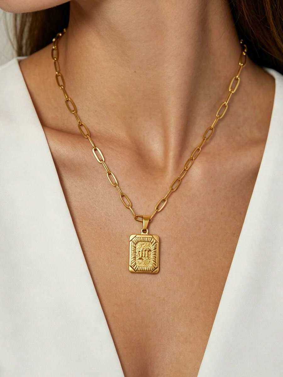 Mecylife 1Pc Stainless Steel Zodiac Pendant Necklace Minimalist Versatile Horos…