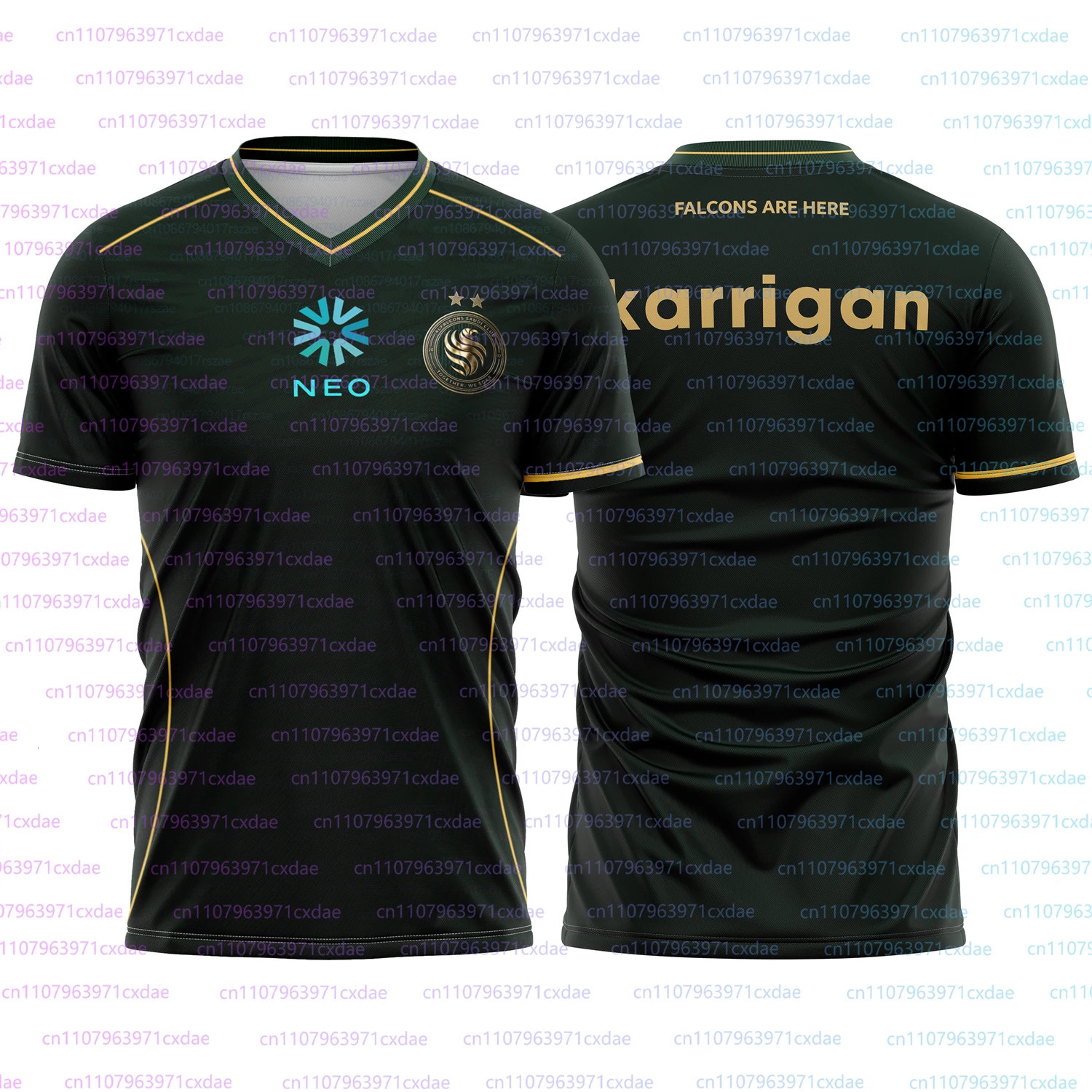 Team Falcons 2026 Training Uniforms CS2 Esports Karrigan Fans n Gaming Custom ID T-shirts Mens 3D V -Neck Tees 260729 - view 4