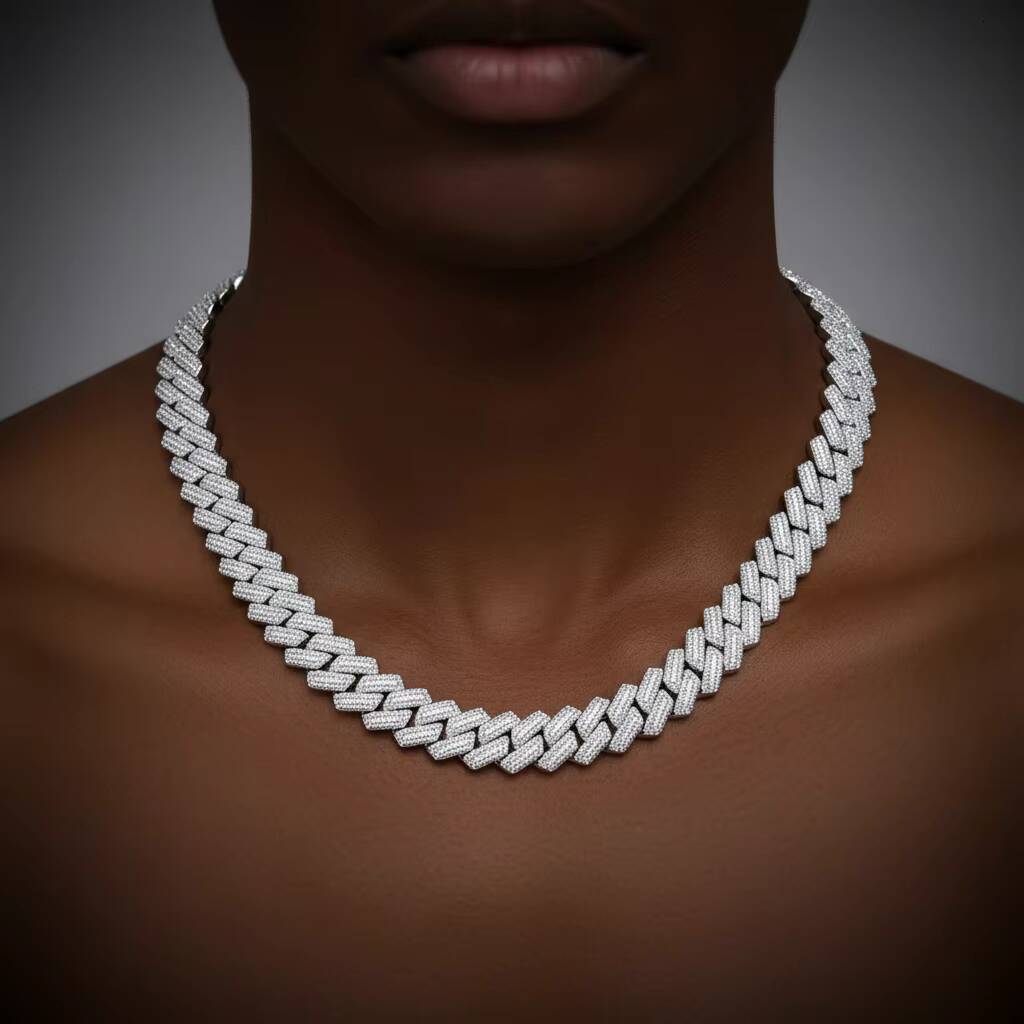 Factory jewelry S925 Sterling Silver 135mm Round Trapezoid Cut Iced Out Hip Hop VVS D Color GRA Moissanite Cuban Link Chain - view 6