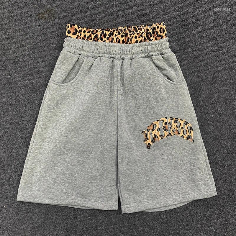 Men's Shorts Leopard Camouflage Print Waistband Sweat Men Casual Loose Fit Heather Grey Summer Streetwear With Embroidered Size S-2XL - view 6