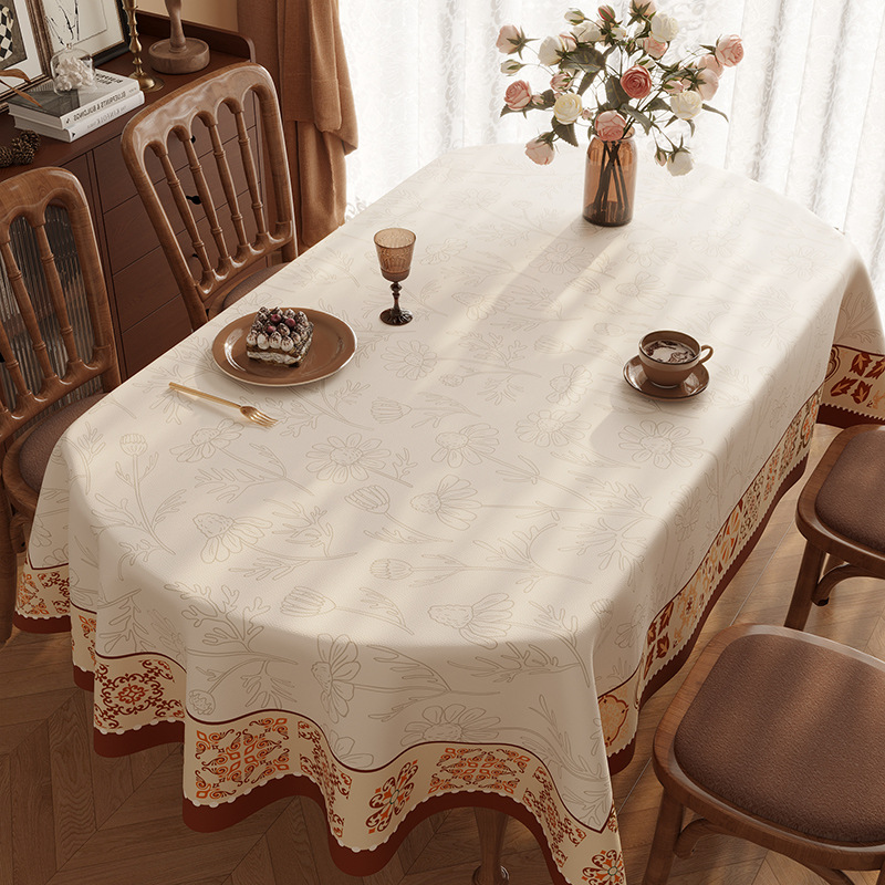 YL-39006 Custom French Vintage Tablecloth Waterproof, Oil-Proof, and Maintenance-Free; New Oval Tabletop Protector/Tablecloth - view 4