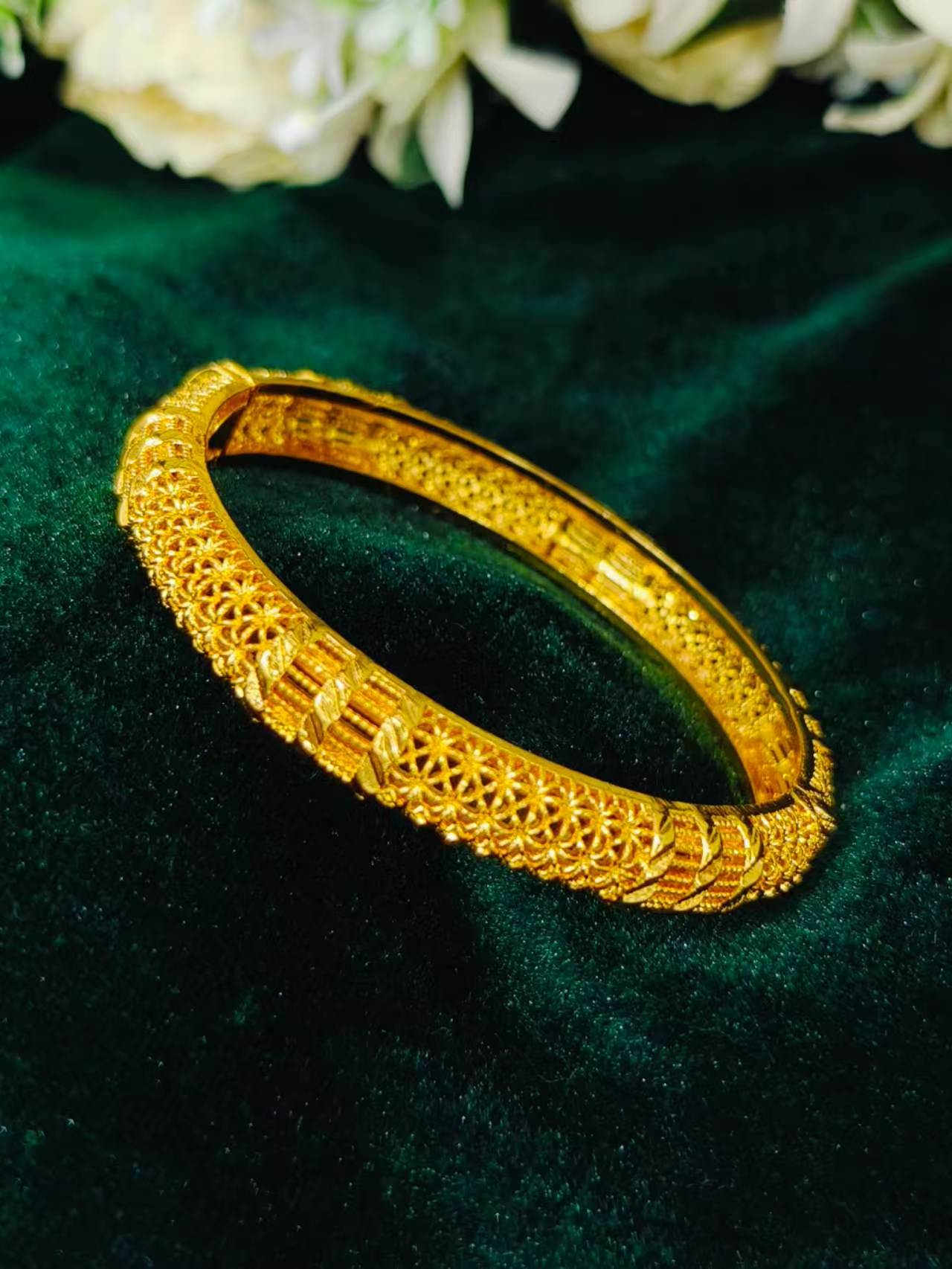 Luxury Dubai Gold Color Bangles For Women 24K Gold Plated Indian African Charm Wedding Ethiopian Arabic Jewelry - view 3