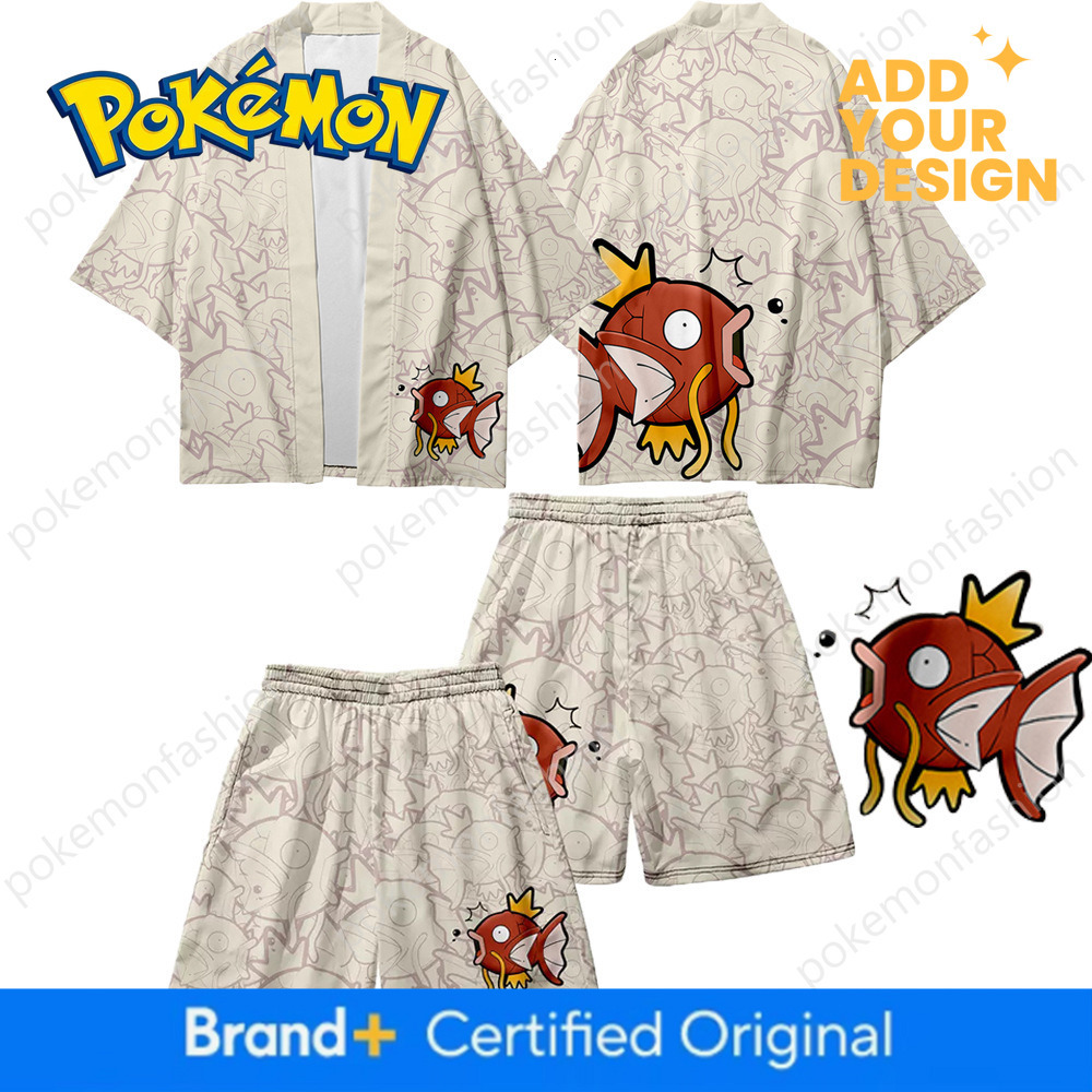 COS Pokemon Magikarp Yukata Anime T-Shirt Trendy Loose Coat for Teenagers and Kimono Beach Pants cc1e