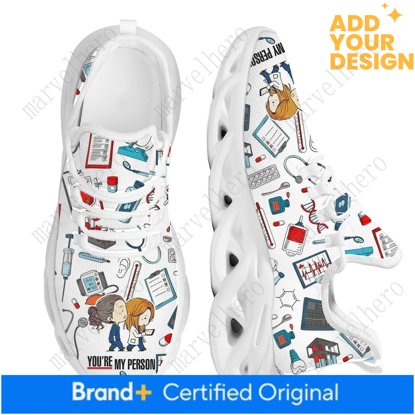 Women White Nursing Shoes Cute Cartoon Nurse Doctor Healthcare Brand Design Ladies Mesh Flats Sneakers Zapatillas - view 5