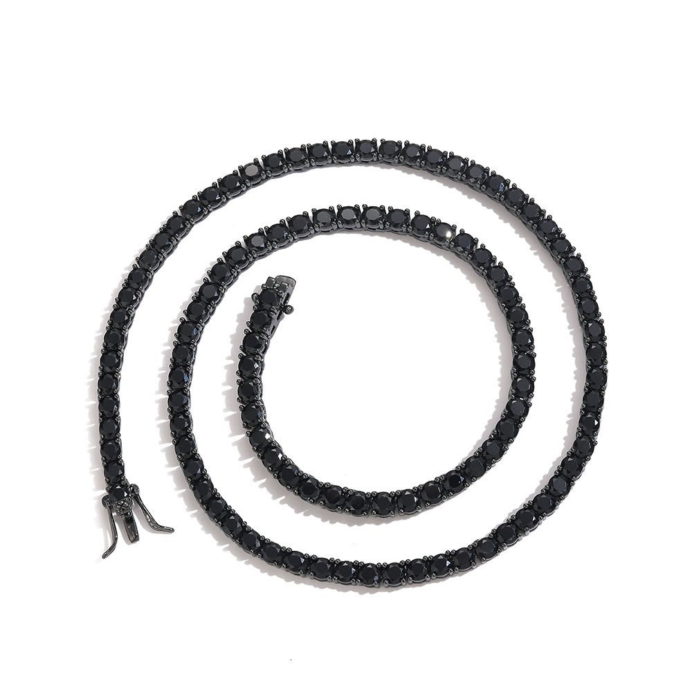 Catena Nera 3Mm 4Mm 5Mm Tennischain Argento Intarsiato Con …