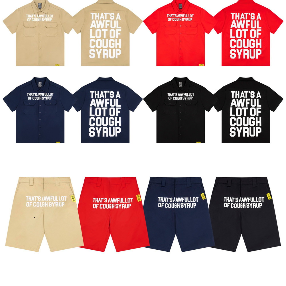 Designer Shorts Awful Lotta Cought Sryup Letter Print Graphic Hip Hop Casual Sports Retro Shirts Shorts Casual Streetwear Classic Cough Syrup Polos-image