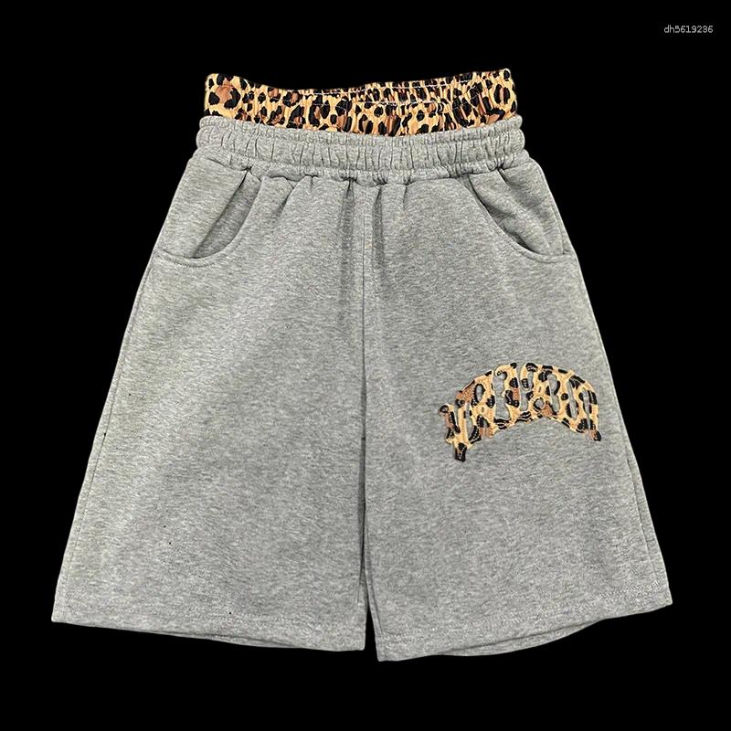 Men's Shorts Leopard Camouflage Print Waistband Sweat Men Casual Loose Fit Heather Grey Summer Streetwear With Embroidered Size S-2XL - view 8