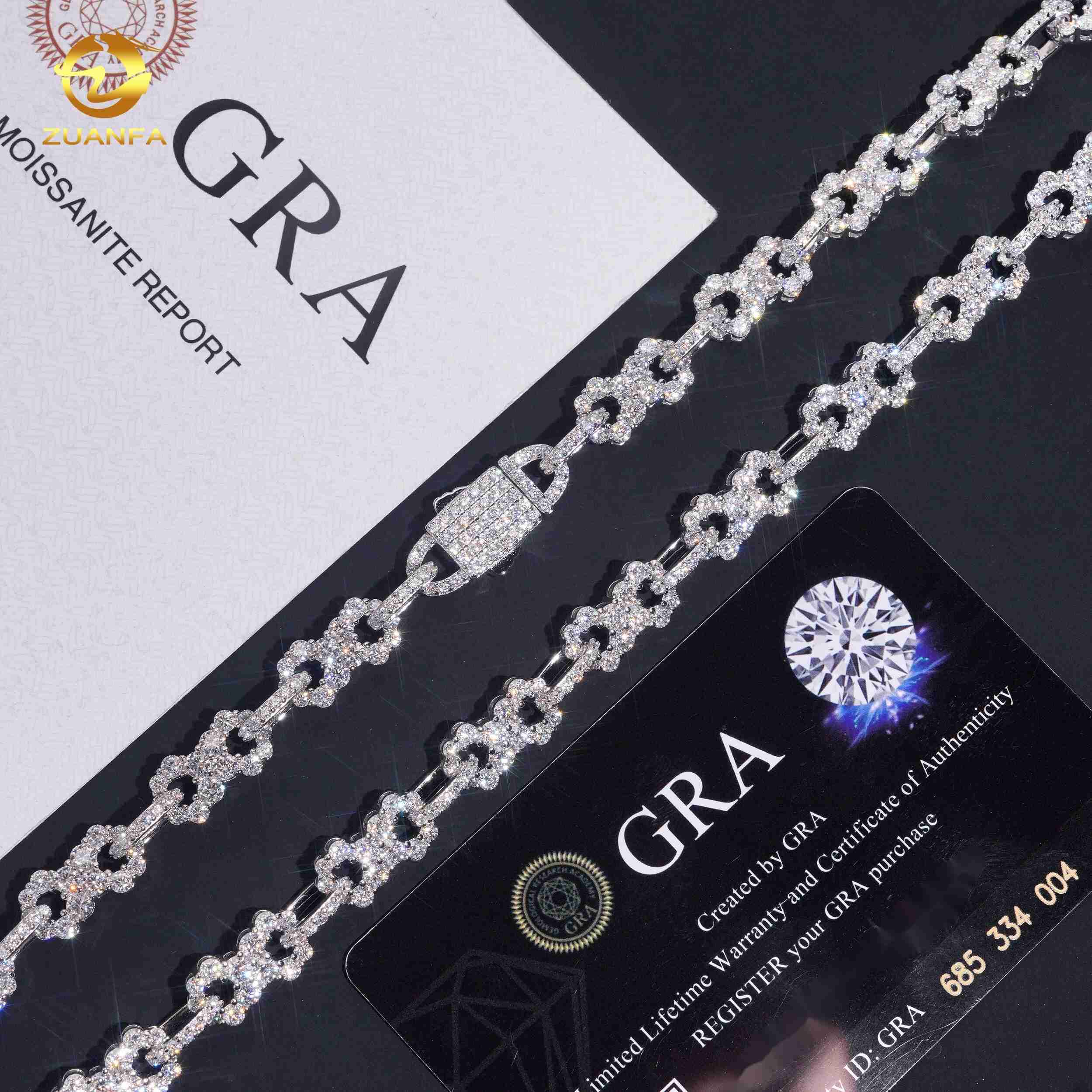 High Quality 8.5mm Width Iced Out Infinity Link Chain 925 Sterling Silver VVS Moissanite Necklace Bracelet Unisex Hip Hop Bling Statement Jewelry Gift - view 6