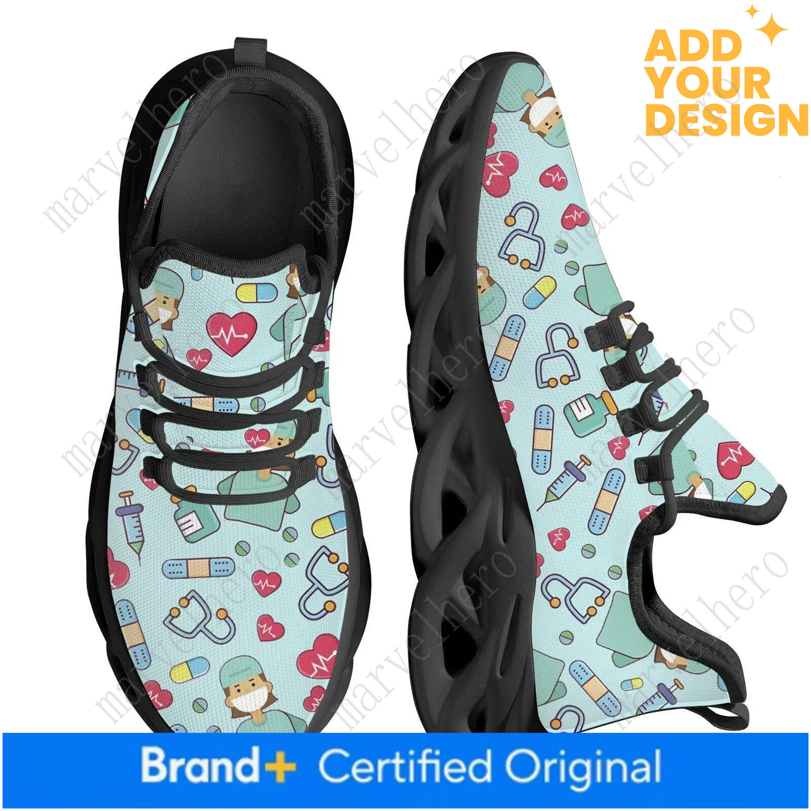Women White Nursing Shoes Cute Cartoon Nurse Doctor Healthcare Brand Design Ladies Mesh Flats Sneakers Zapatillas - view 7