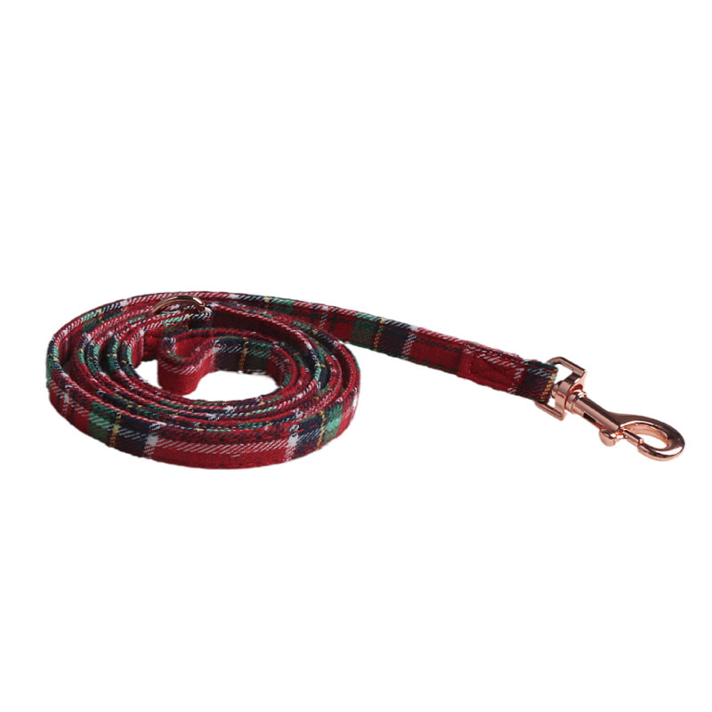 Classic Plaid Christmas Dog Harness Leash Set with Bowknot Comfort Adjustable Pet Vest Harness Ideal Holiday Gift for Small Dogs Daily Walking A25 - view 7