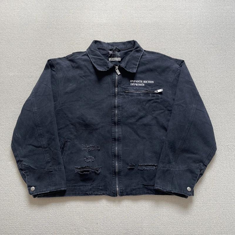 Men's Jackets Vintage Streetwear Washed Large Silhouette Denim Jacket For Men H…