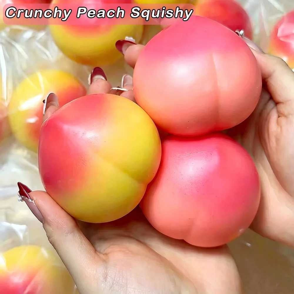 Handmade Crispy Peach Orange Pudding Stress Ball Squeeze ToyFood Crunchy Squishy Toy ASMR Sensory Stress Relief Toy C2601015 - view 3