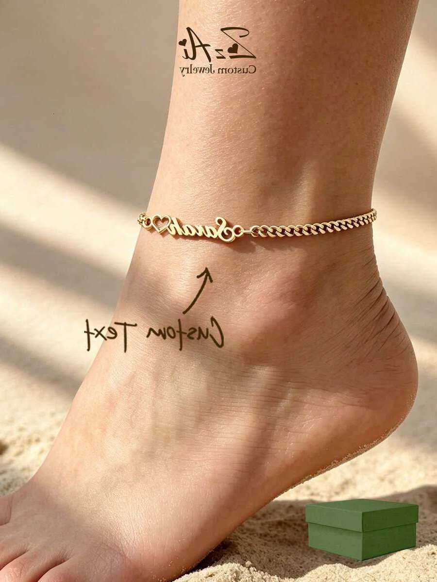 Zzaisummer Beach Customized Text Anklet Customized Stainless Steel Gift H260730