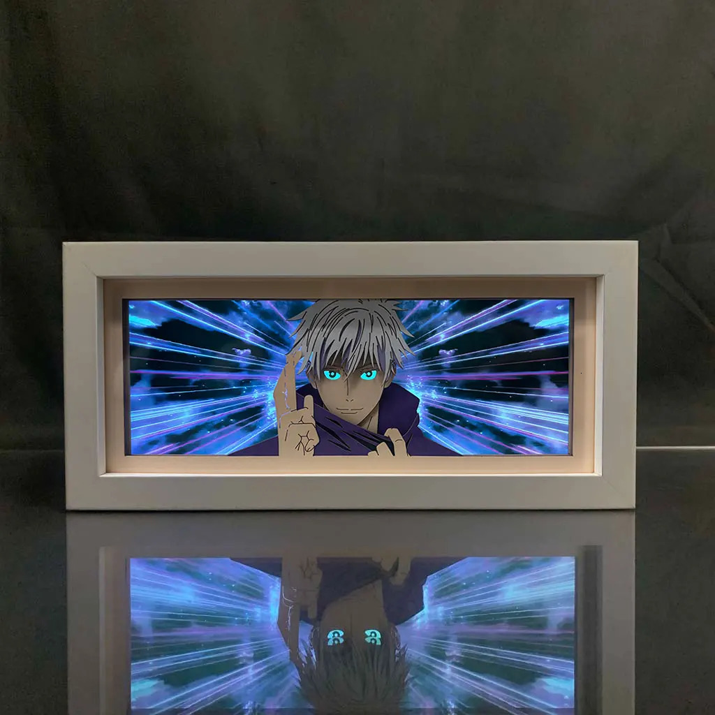 Anime LED Night Light Box Jujutsu Kaisen Satoru Gojo for Kids Room Decoration Nightlight Lightbox Manga 3d Paper Cut Desk Lamp 260725banjia