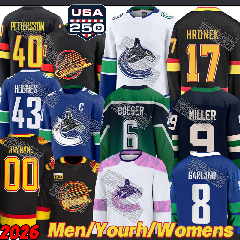 Vancouver Canuck jersey Hockey Jerseys #43 Quinn Hughes Elias Pettersson J.T. Miller Brock Boeser Conor Garland Jerseys 2026 2027 usa250