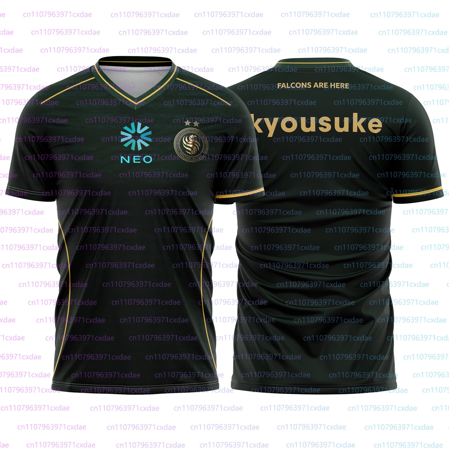 Team Falcons 2026 Training Uniforms CS2 Esports Karrigan Fans n Gaming Custom ID T-shirts Mens 3D V -Neck Tees 260729 - view 5