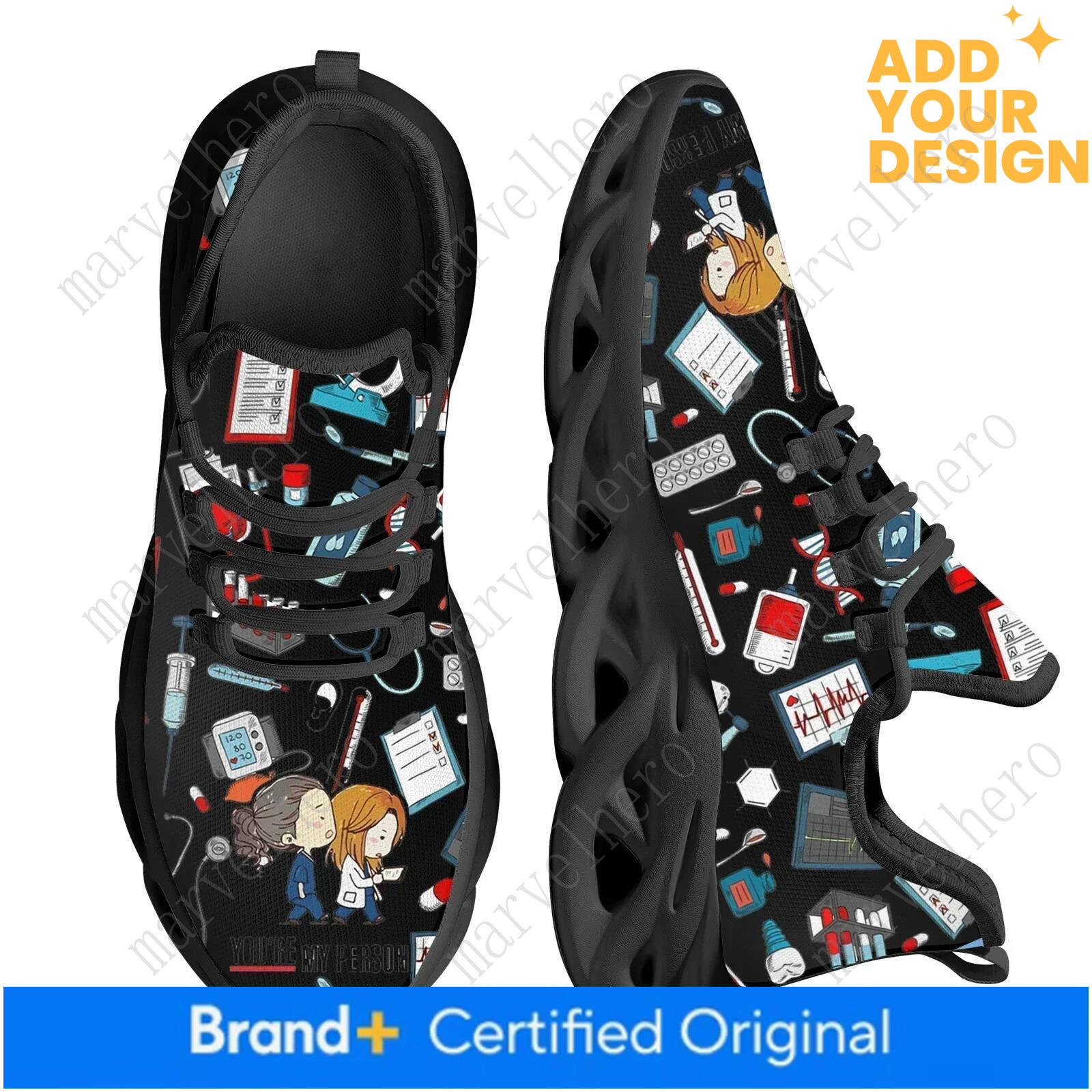 Women White Nursing Shoes Cute Cartoon Nurse Doctor Healthcare Brand Design Ladies Mesh Flats Sneakers Zapatillas - view 6