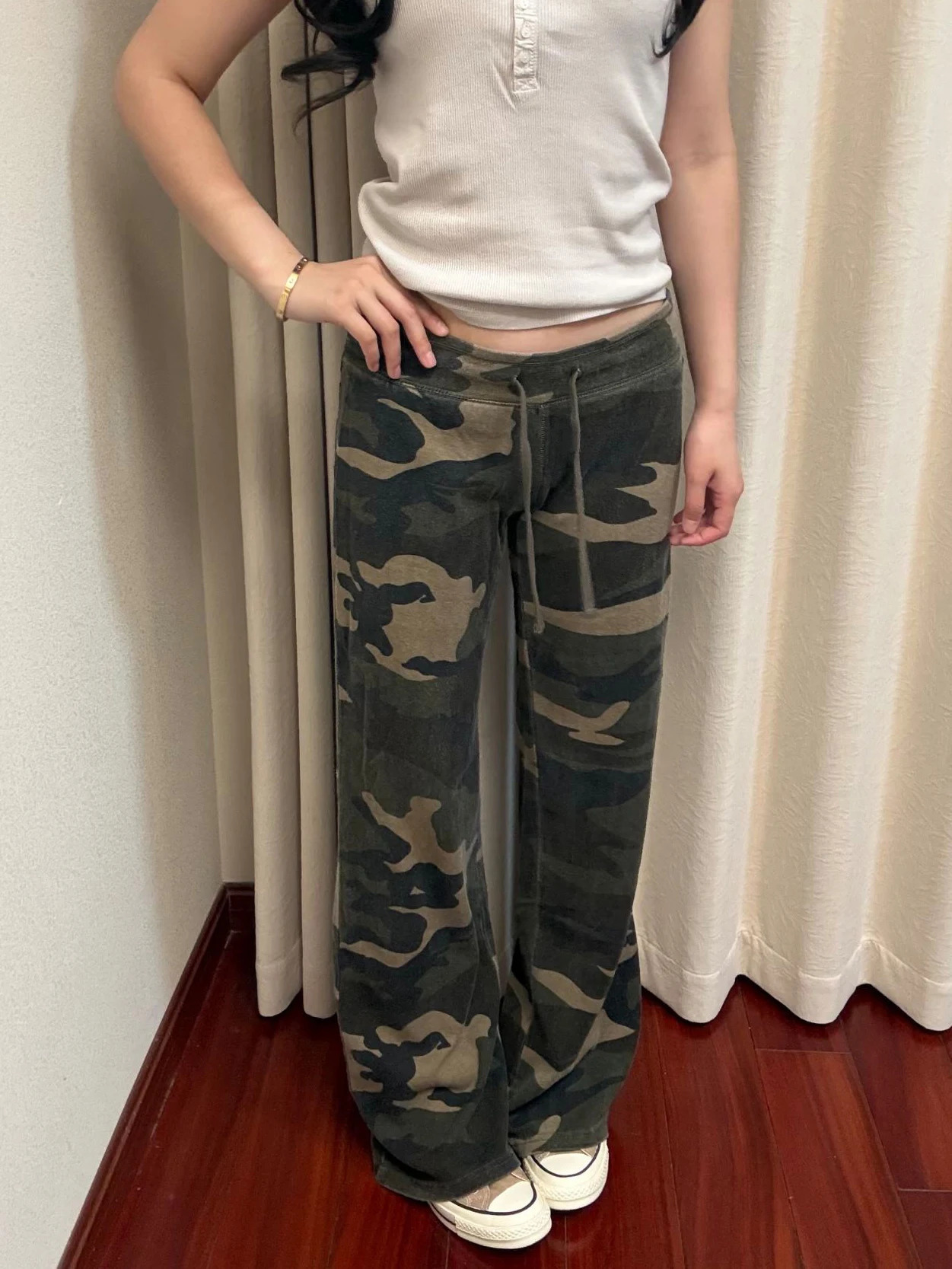Camouflage Sport Straight Sweatpant Women Summer Drawstring Low Waist Cotton Trousers American Vintage Streetwear Baggy Pant Y2k 260730 - view 3
