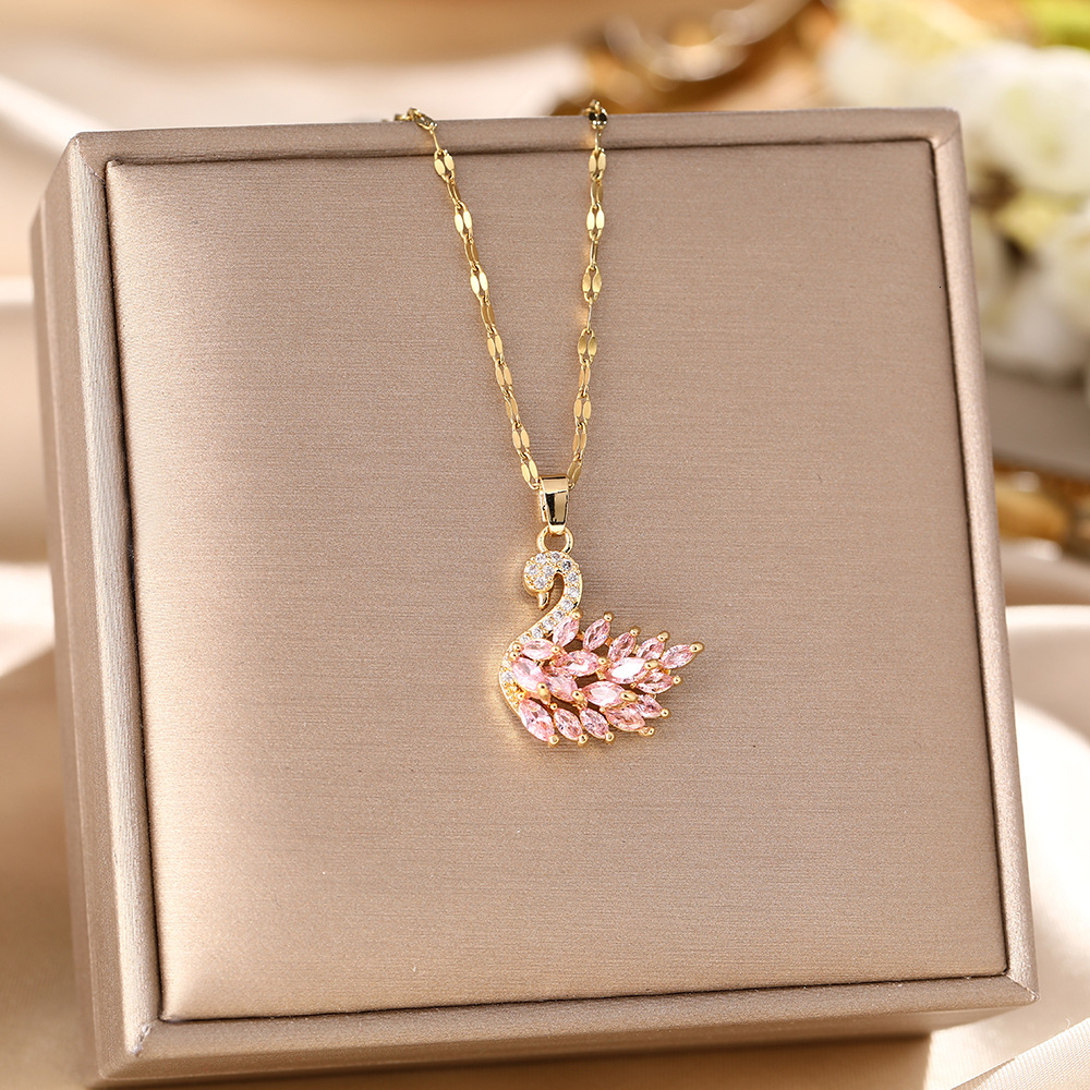 necklace for women, minimalist style full of diamonds swan pendant, trendy and unique necklace designer for women Design Pendant diamond necklace Luxu - view 5