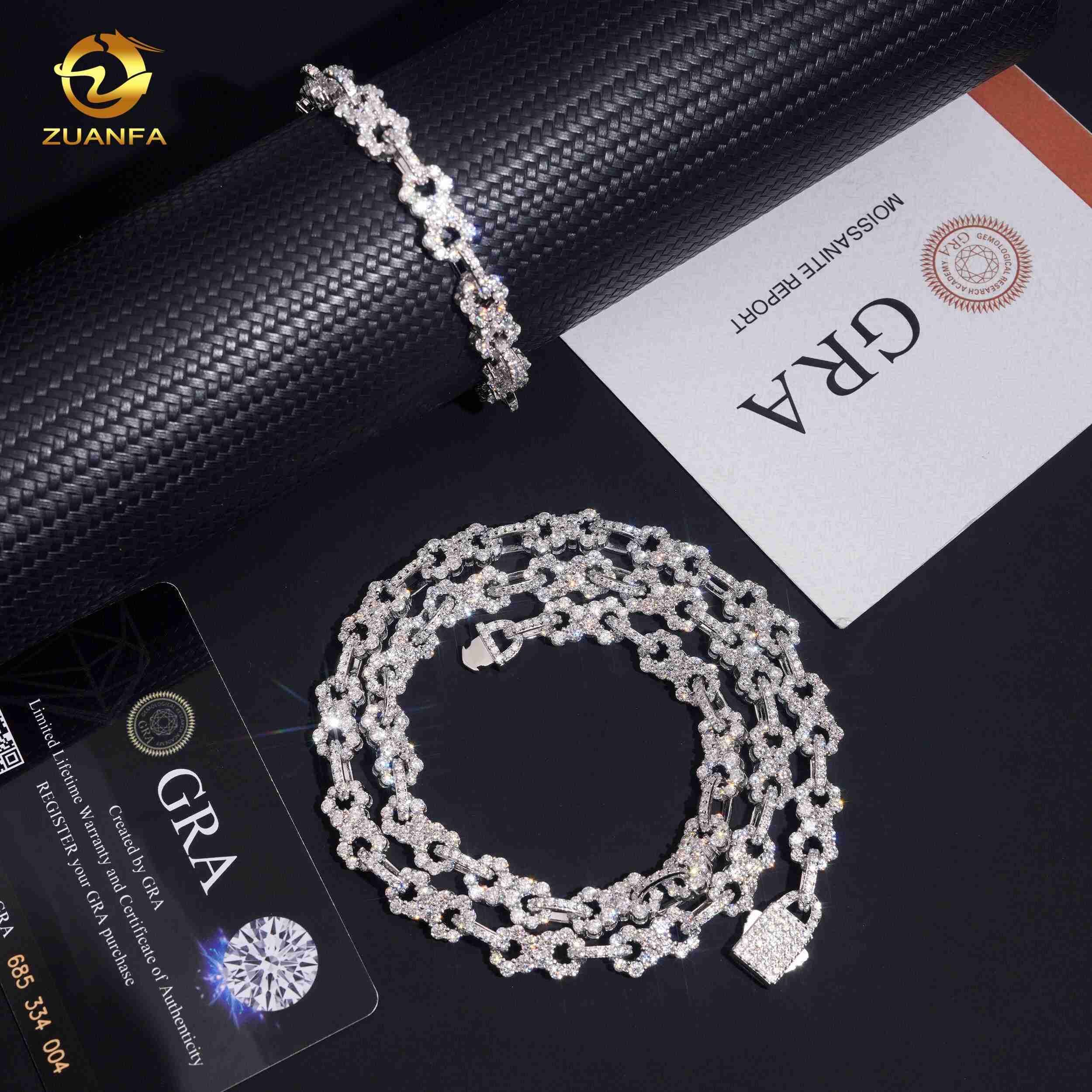 High Quality 8.5mm Width Iced Out Infinity Link Chain 925 Sterling Silver VVS Moissanite Necklace Bracelet Unisex Hip Hop Bling Statement Jewelry Gift - view 5