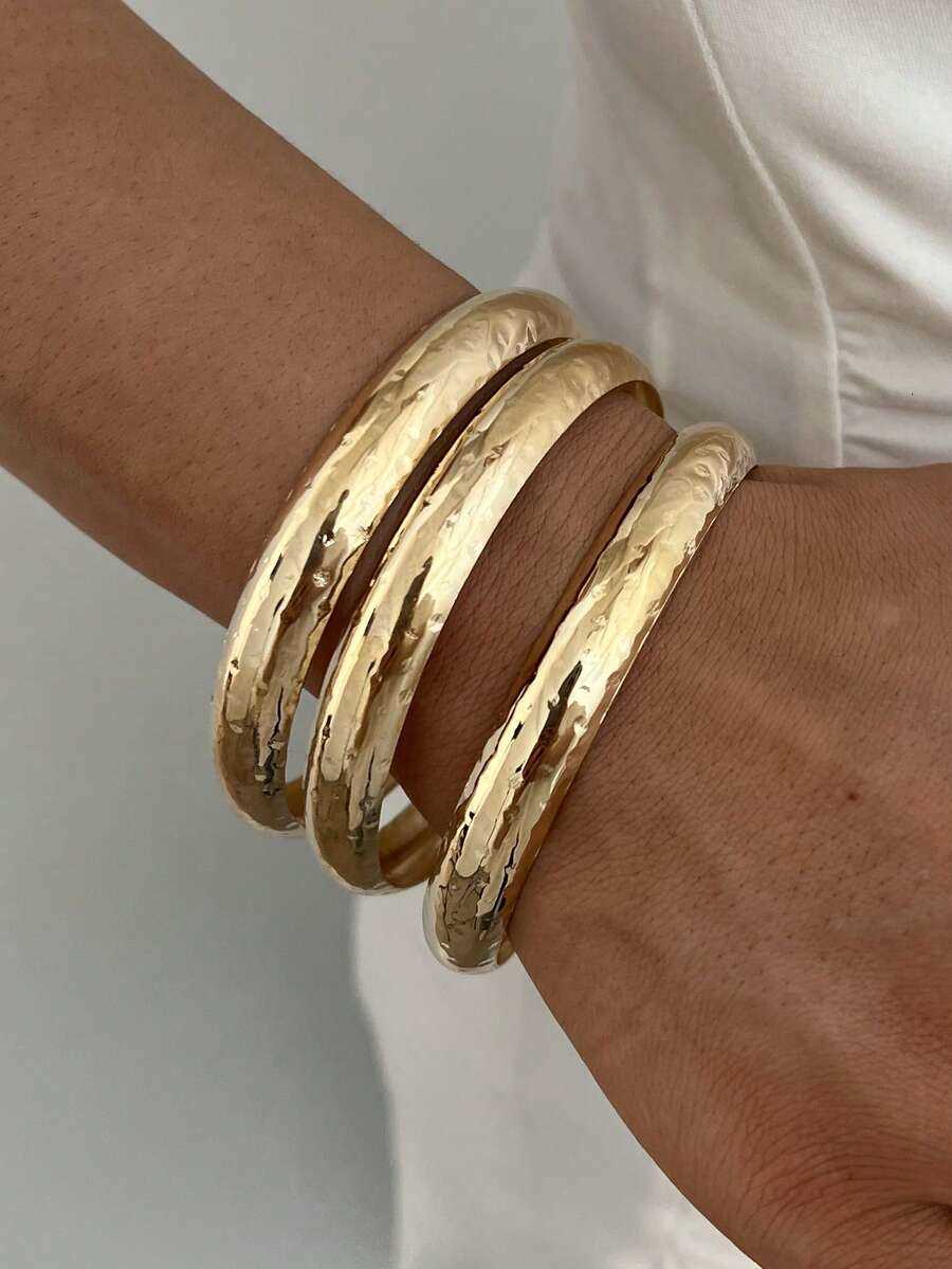 5pcs/3pcs Vintage Exaggerated Luxurious Geometric Design Wide Metal Bangle Bracelets Suitable For Womens Daily Wear And Gifts H260730 - view 8