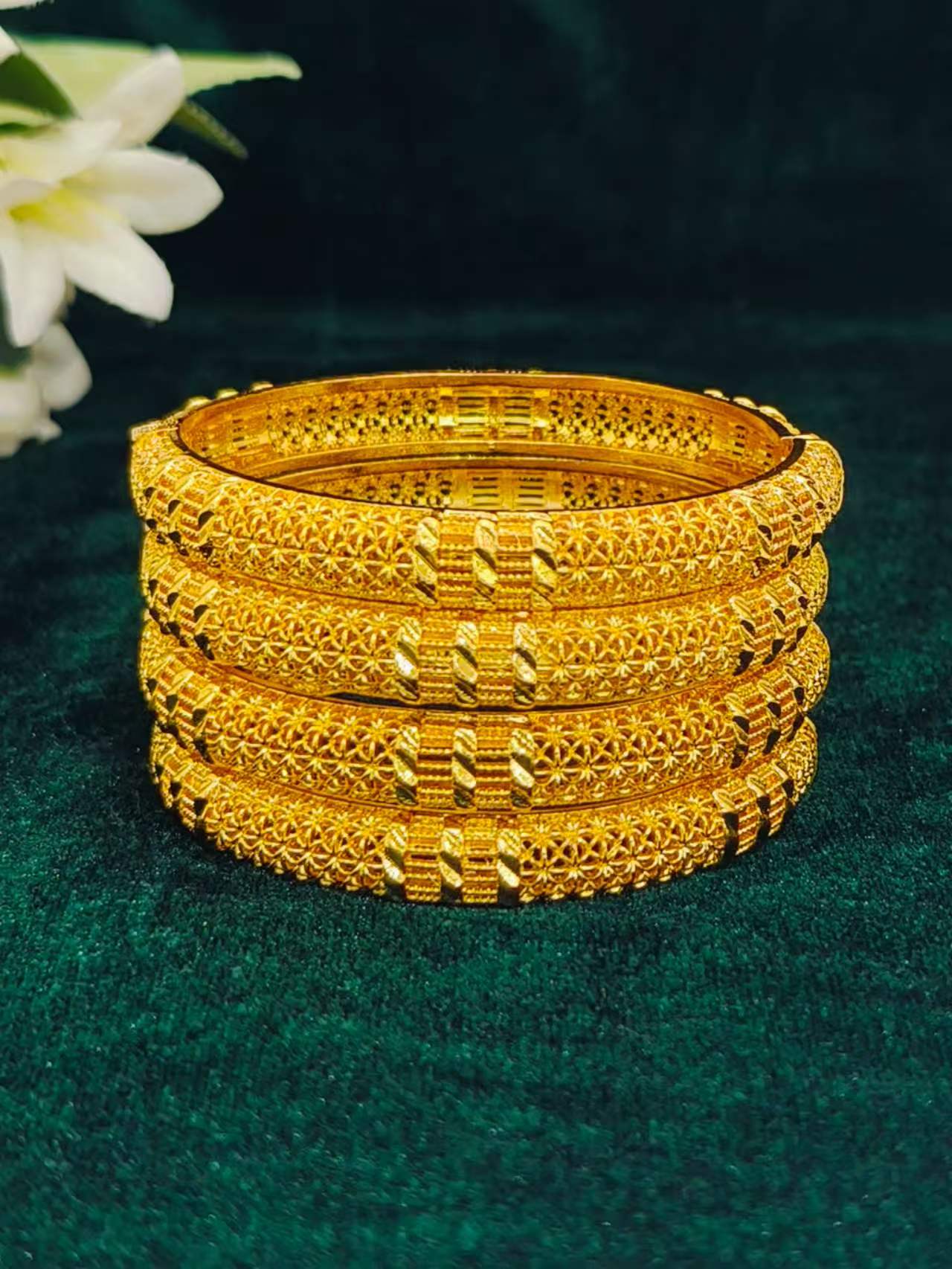 Luxury Dubai Gold Color Bangles For Women 24K Gold Plated Indian African Charm Wedding Ethiopian Arabic Jewelry - view 5