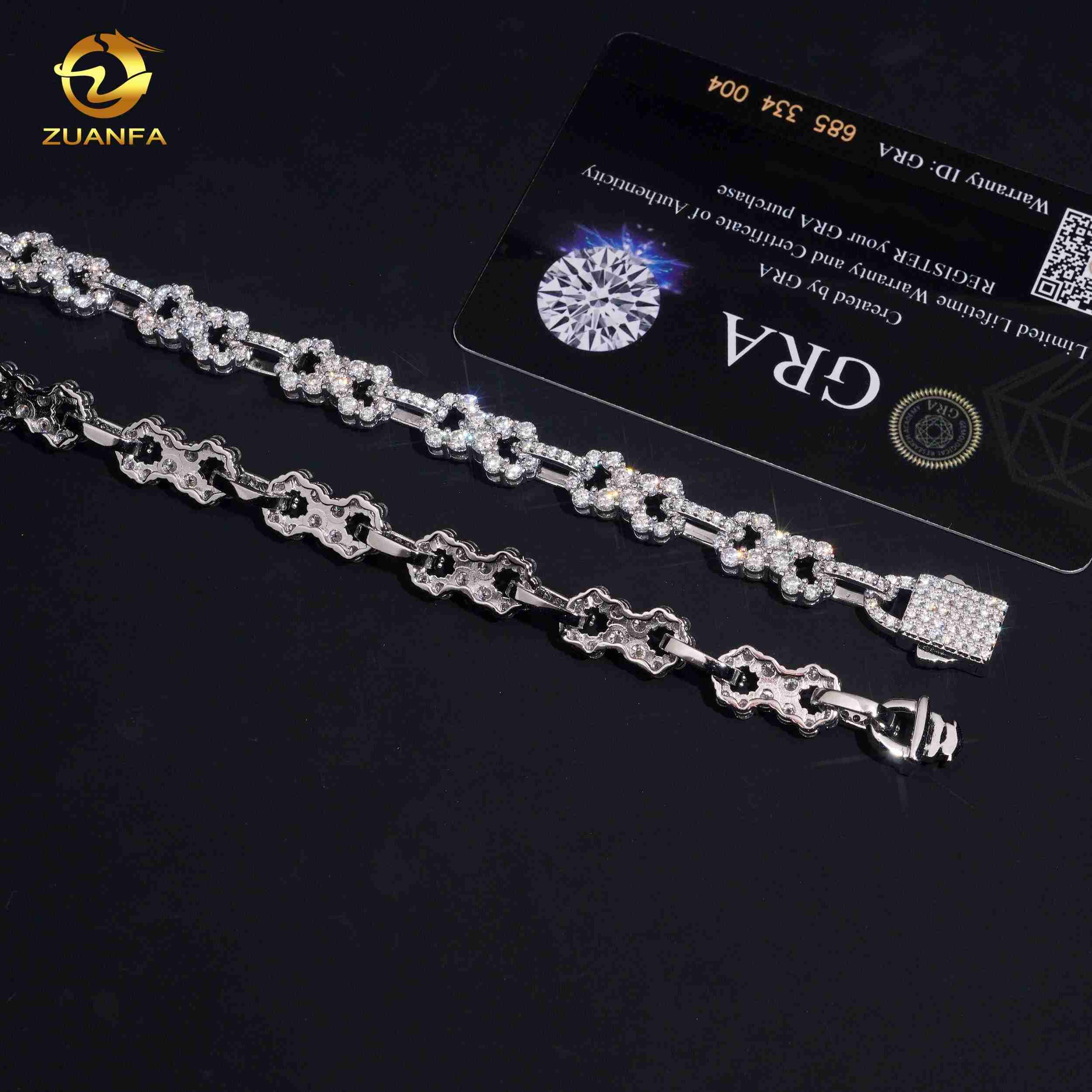 High Quality 8.5mm Width Iced Out Infinity Link Chain 925 Sterling Silver VVS Moissanite Necklace Bracelet Unisex Hip Hop Bling Statement Jewelry Gift - view 7