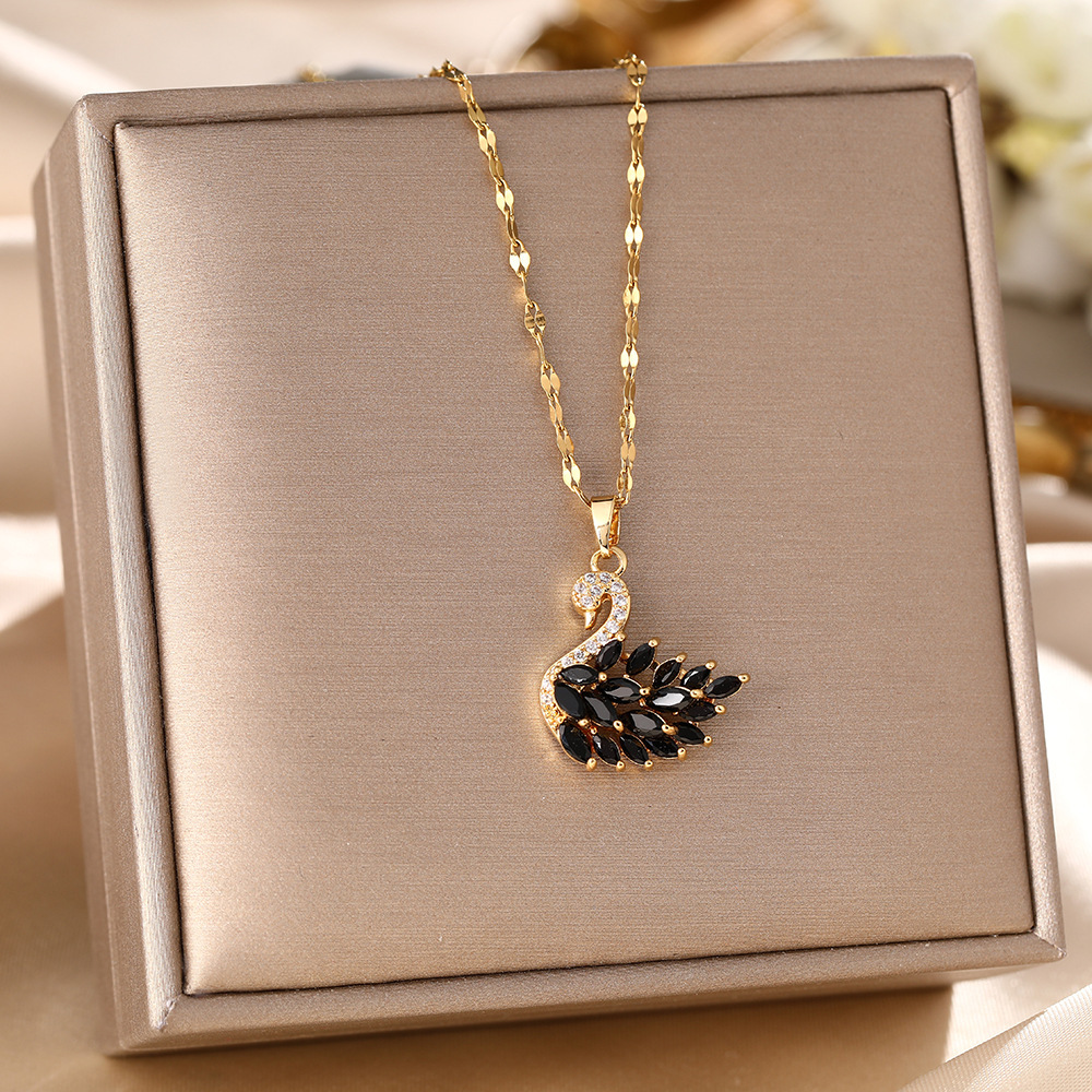 necklace for women, minimalist style full of diamonds swan pendant, trendy and unique necklace designer for women Design Pendant diamond necklace Luxu - view 3