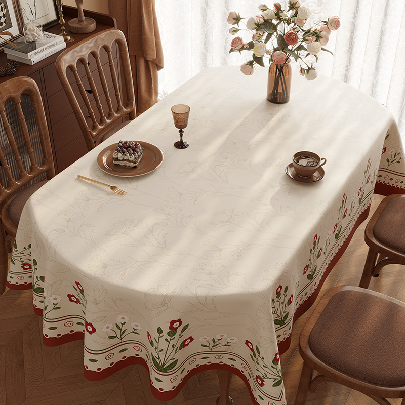 YL-39006 Custom French Vintage Tablecloth Waterproof, Oil-Proof, and Maintenance-Free; New Oval Tabletop Protector/Tablecloth - view 7