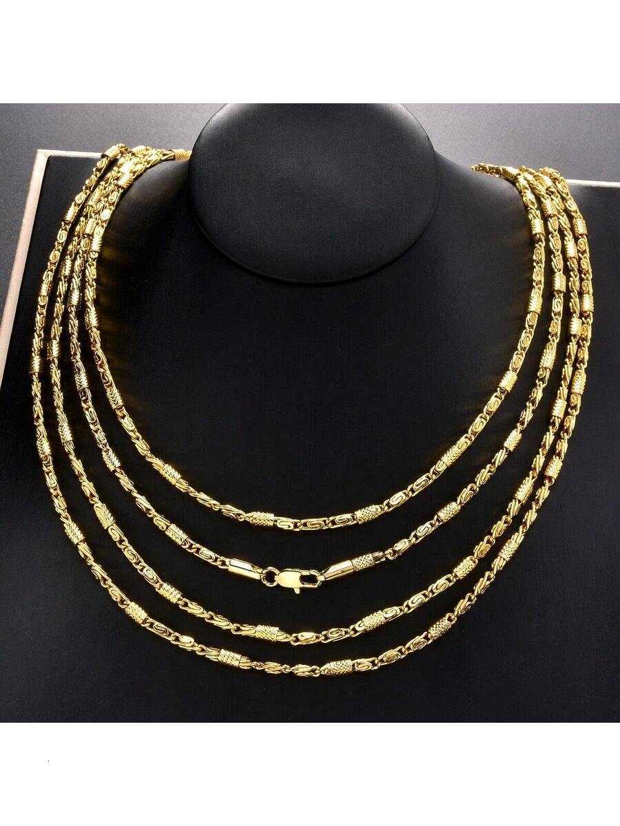 1pc Personalized Fashionable Cuban Link 14K Gold Plated Necklace Unisex Design Suitable For Daily Wear Party Banquet Travel H260731 - view 5