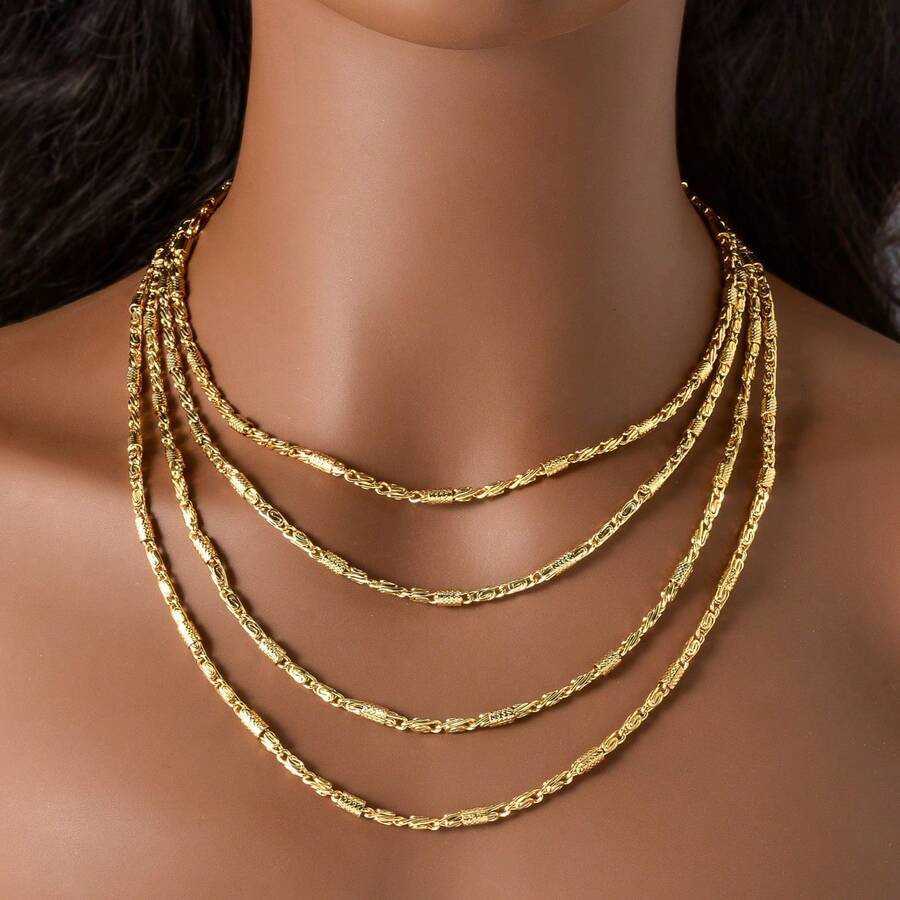 1pc Personalized Fashionable Cuban Link 14K Gold Plated Necklace Unisex Design Suitable For Daily Wear Party Banquet Travel H260731 - view 3