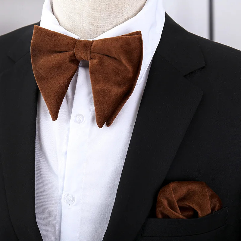 Fashion Velvet Big Bowties Flannelette Large Size Bow Ties For Men Formal Dress Handkerchief Wedding Party Tuxedo Groom Bow Knot 260730 - view 3