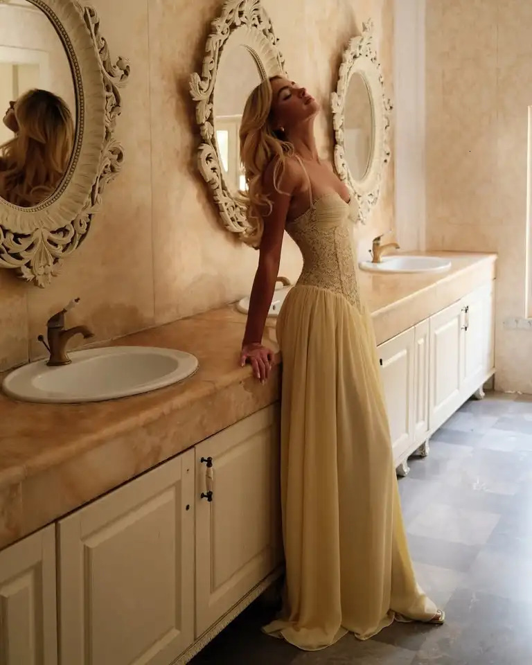 Sexy Yellow Lace Corset Maxi Dress Womens Spaghetti Strap Ruched Bust Flowy Chiffon Long Gowns 2026 Lady Evening Party Wear 260730BJ - view 4