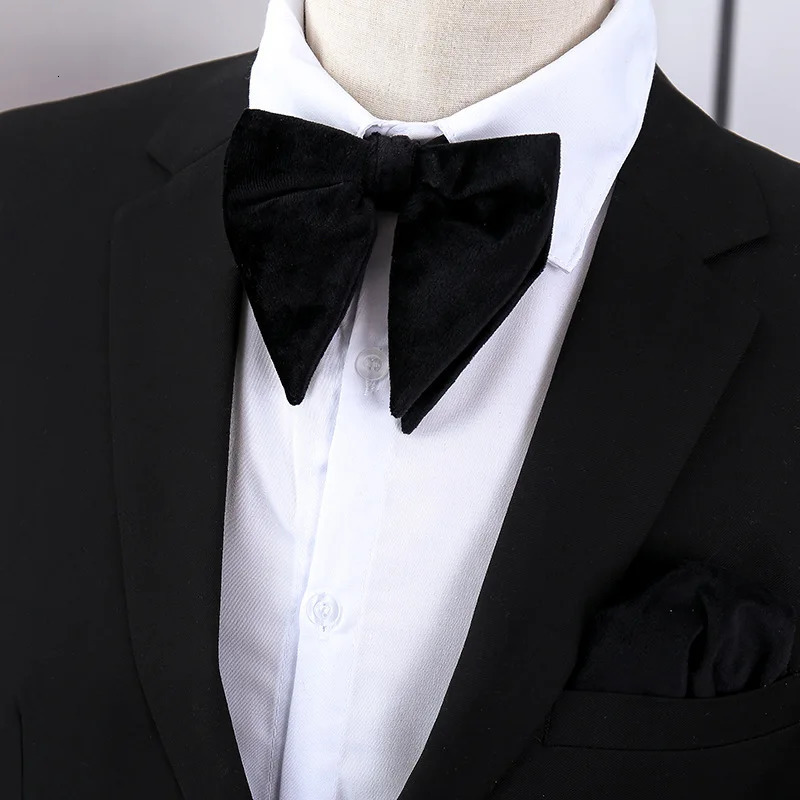 Fashion Velvet Big Bowties Flannelette Large Size Bow Ties For Men Formal Dress Handkerchief Wedding Party Tuxedo Groom Bow Knot 260730