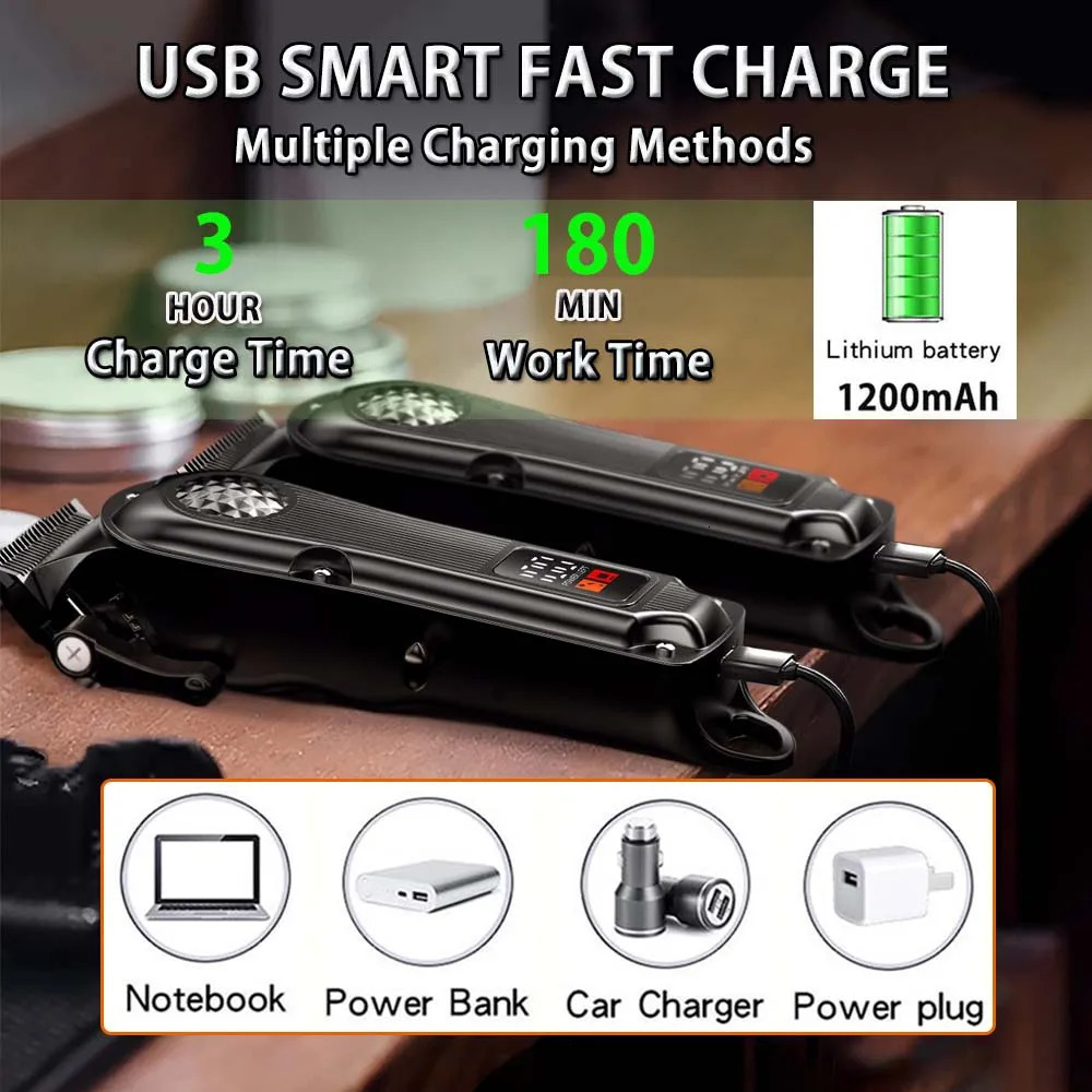 Professional Hair Clipper for Men Electric Barber Cordless Rechargeable Cutting Clippers Mens Tools 260731 - view 5