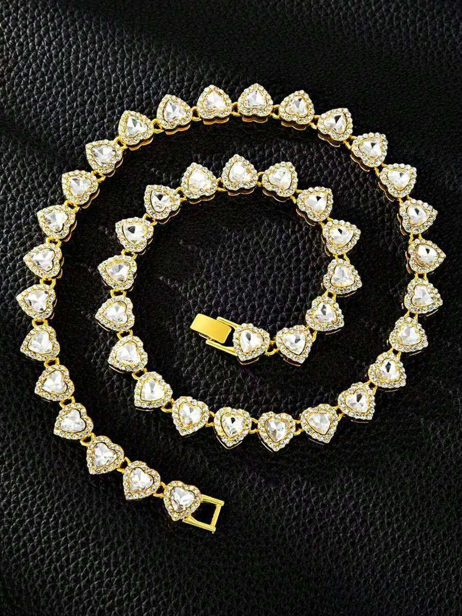 11mm Thick Chain Heart Mosaic Chain European And American Street Style HipHop Accessory Mens Versatile Necklace Couple Gift Daily Wear Perso H260731 - view 3