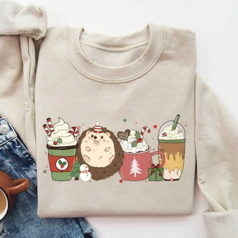 Hedgie Lovely Christmas Winter Felpa Woodland Animal Coff Lovers Hedgehog Lover…