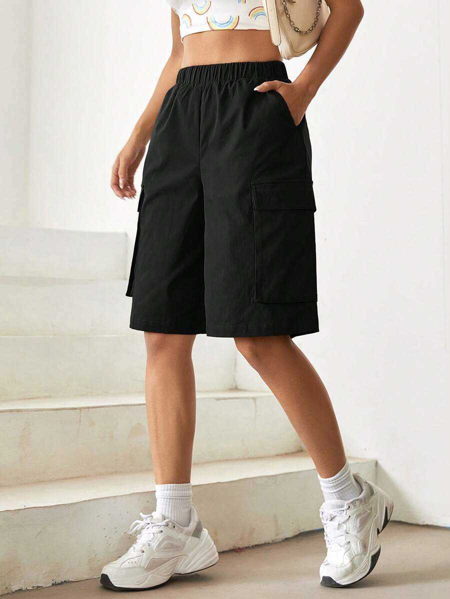 Shein Pantaloncini Cargo Laterali Con Tasca Con Patta Ezwear H260731