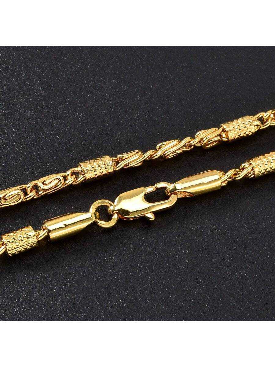 1pc Personalized Fashionable Cuban Link 14K Gold Plated Necklace Unisex Design Suitable For Daily Wear Party Banquet Travel H260731 - view 4