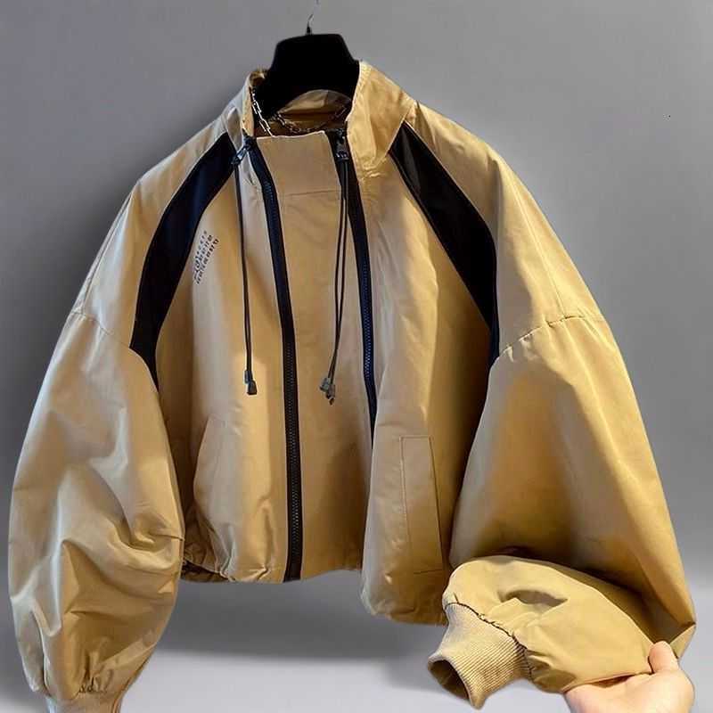 Design Niche Zipper Loose Casual Stand Collar Windbreaker Jacket Spring and Autumn Short Jacket TopT260731